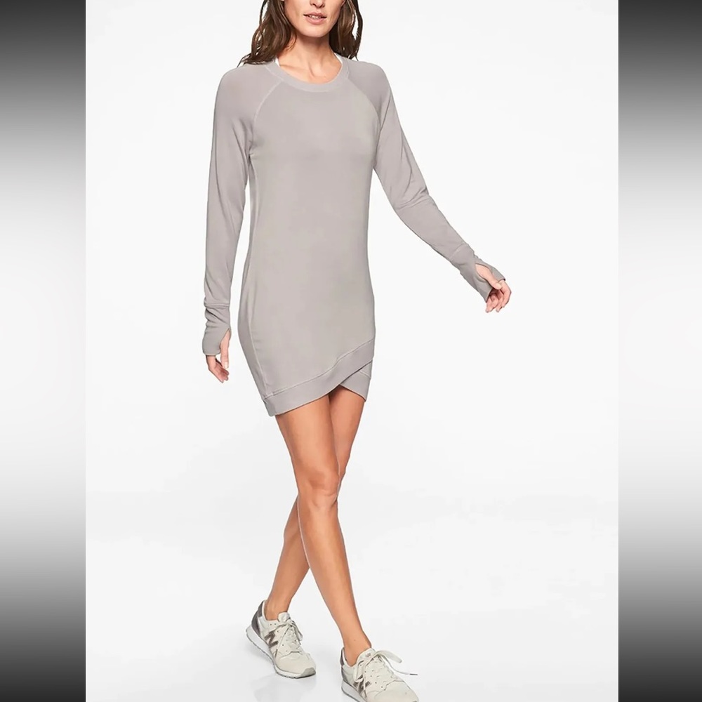 Athleta Heather Gray Long Sleeve Sweatshirt Dress